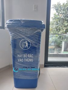 Thùng rác nhựa 120L xanh dương